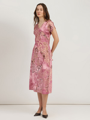 Fable Street Women A-line Pink Midi/Calf Length Dress