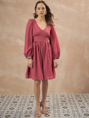 all about you Women Ethnic Dress Red Midi/Calf Length Dress