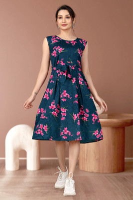 HOUSE OFF COMMON Women A-line Multicolor Knee Length Dress