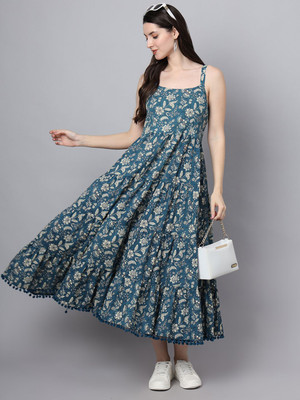 CORSICA Women Fit and Flare Green Midi/Calf Length Dress