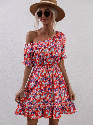 OOTD by Kotty Women Fit and Flare Multicolor Above Knee/Mid Thigh Length Dress