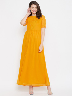 La Zoire Women Gown Yellow Maxi/Full Length Dress
