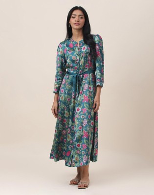 Fabindia Women Fit and Flare Multicolor Dress