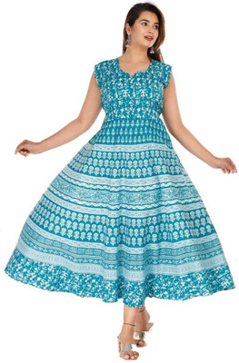Namokarhub Women Fit and Flare Multicolor Midi/Calf Length Dress