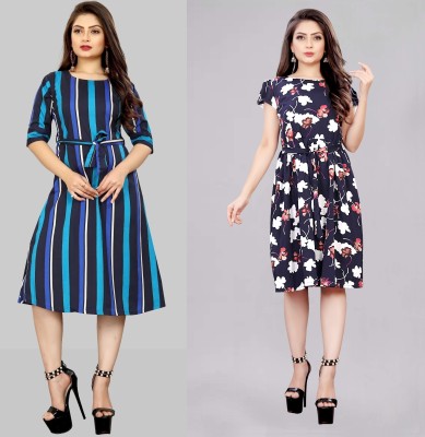 Modli 20 Fashion Women Fit and Flare Light Blue Dress