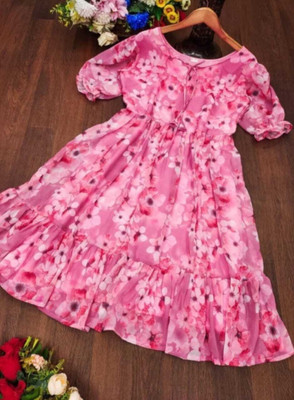 one amore Women Fit and Flare Multicolor Midi/Calf Length Dress