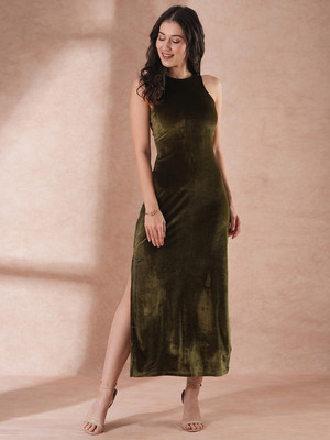 Globus Women Bodycon Green Maxi/Full Length Dress