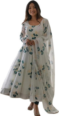 HouseOfCommon Women A-line White Maxi/Full Length Dress