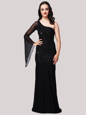 EastBay Women A-line Black Maxi/Full Length Dress