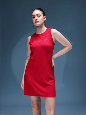 bebe Women Sheath Red Above Knee/Mid Thigh Length Dress