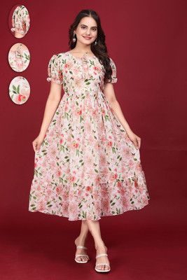 HouseOfCommon Women Maxi Multicolor Full Length Dress