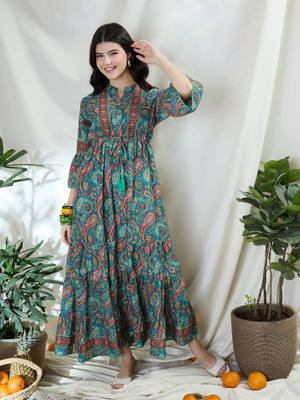 METRONAUT Women Maxi Green Full Length Dress