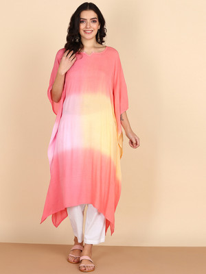maaesa Solid Crepe Women Kaftan