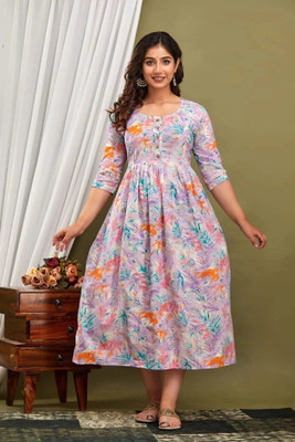 ANUOM Women Maxi Purple Midi/Calf Length Dress