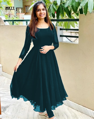 shivdharakurti Women A-line Green Maxi/Full Length Dress