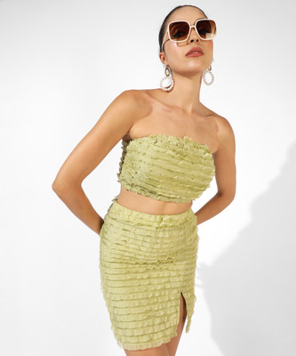 CAMPUS SUTRA Women A-line Green Above Knee/Mid Thigh Length Dress