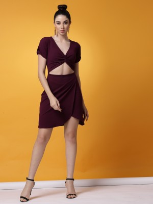 Oomph! Women Two Piece Dress Maroon Dress