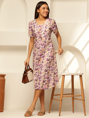 Janakdulari fashion Women A-line Multicolor Midi/Calf Length Dress