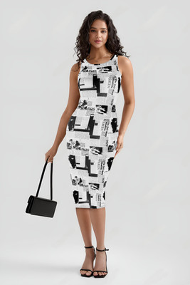 CILIMILI Women Bodycon White, Black Midi/Calf Length Dress