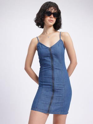 Glitchez Women Bodycon Blue Mini/Short Dress