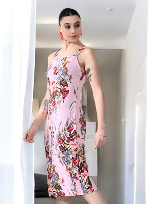 SAKSHI TRADER Women Bodycon Pink Midi/Calf Length Dress