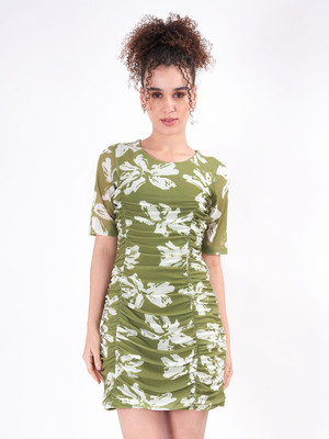 clobug Women Bodycon Green Mini/Short Dress