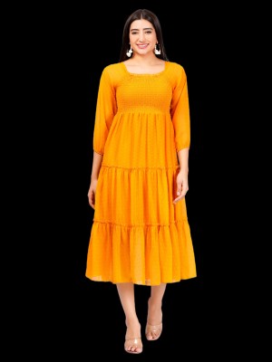 sana fashion Women Gown Orange Dress