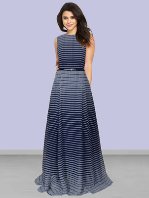 NAVYANKAA Flared/A-line Gown(Dark Blue)