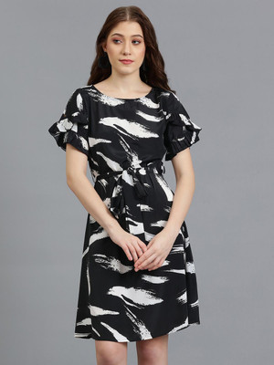 KOTTY Women A-line Black Above Knee/Mid Thigh Length Dress