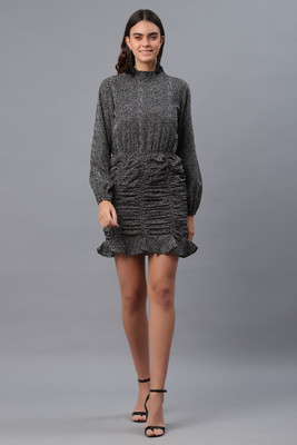 Azzurra Women Fit and Flare Black Mini/Short Dress
