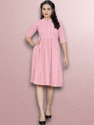 Icon Fashiongf Women Self Design A-line Kurta(Pink)