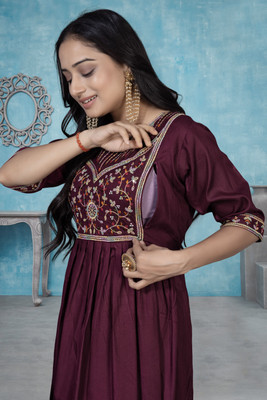 OVUSI Women Ethnic Dress Multicolor Below Knee Dress