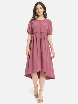 OTIRA Women A-line Pink Above Knee/Mid Thigh Length Dress