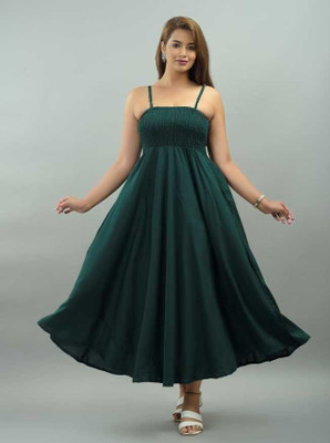 MEWEAR Women Fit and Flare Pink Midi/Calf Length Dress