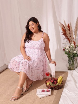 CURVY STREET Women Fit and Flare White Dress