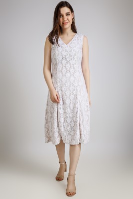 Vomendi Women A-line White Dress