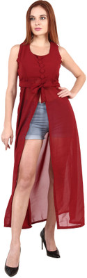 Shyammc Women Fit and Flare Maroon Maxi/Full Length Dress
