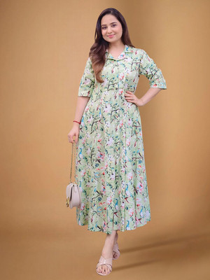 Moda Rapido Women Fit and Flare Multicolor Knee Length Dress