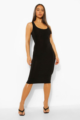 DESIGN PLUS FASHION Women Bodycon Black Midi/Calf Length Dress