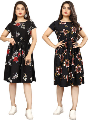 HouseOfCommon Women A-line Black Knee Length Dress