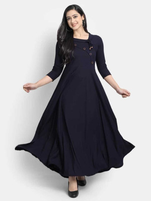 Ranawatintrend Women Embroidered Anarkali Kurta(Blue)