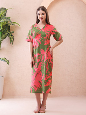 Mmirava Women Maxi Pink, Green Full Length Dress