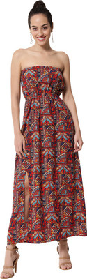 ALL WAYS YOU Women Tube Multicolor Midi/Calf Length Dress