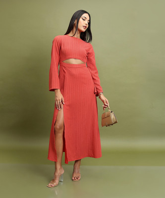 Tokyo Talkies Women Maxi Red Midi/Calf Length Dress