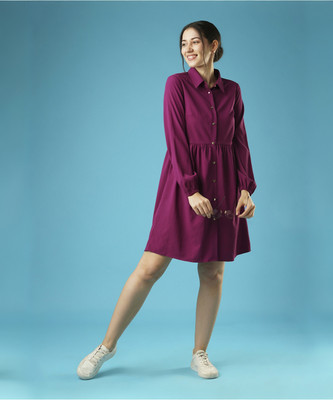 Globus Women Shirt Purple Above Knee/Mid Thigh Length Dress