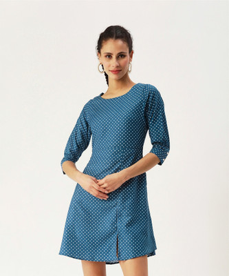 Dressberry Women A-line Blue Above Knee/Mid Thigh Length Dress