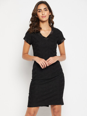 Crozo By Cantabil Women A-line Black Above Knee/Mid Thigh Length Dress
