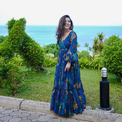 FabFinds Women Gown Blue Maxi/Full Length Dress