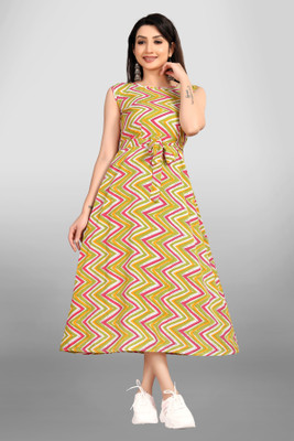MAA FAB Women A-line Multicolor Midi/Calf Length Dress
