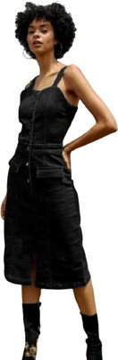 Tripursundari Fashion Women Bodycon Black Midi/Calf Length Dress